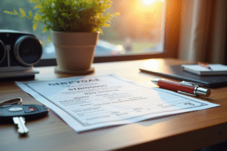 Certificat d'immatriculation voiture avec détails de puissance