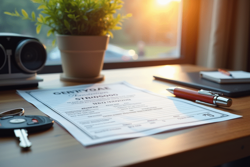 Certificat d'immatriculation voiture avec détails de puissance