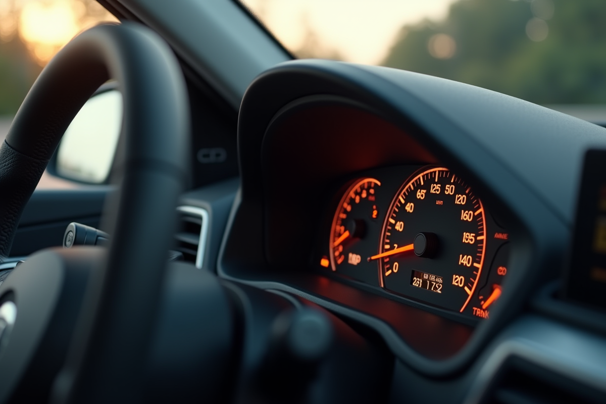Compteur de vitesse et jauge de carburant en gros plan