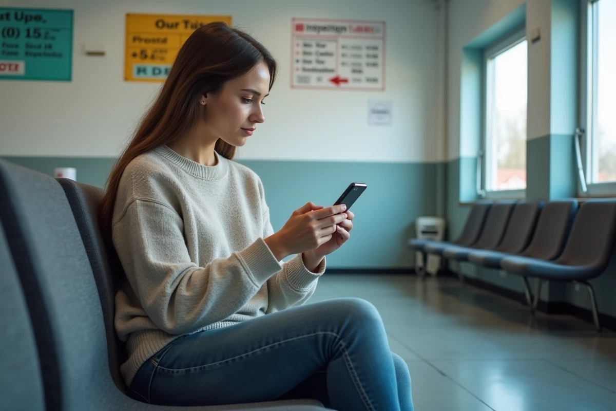 Jeune femme assise dans salle d