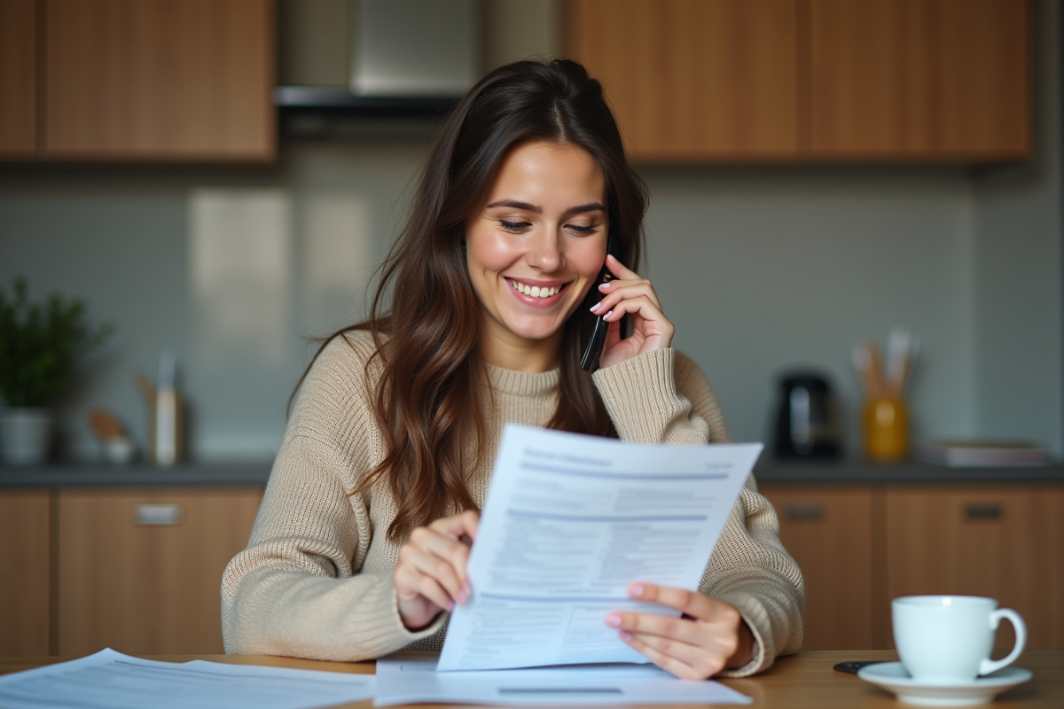 Jeune femme vérifiant un rapport d