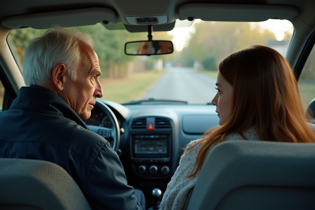 Grand-pere observant sa petite fille lors d