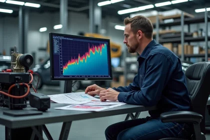 Ingénieur automobile analysant un graphique de performance