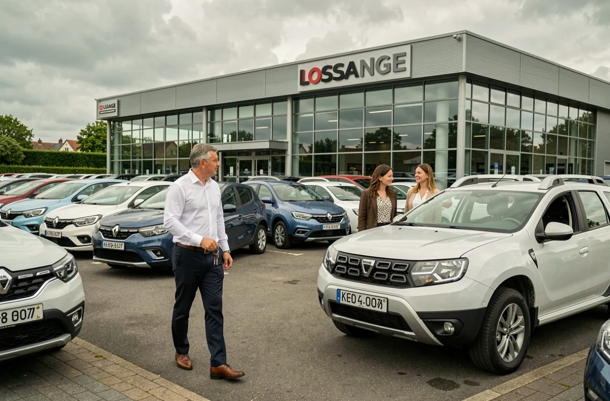 Concessionnaire Losange Autos Montlhéry avec parking de véhicules Renault et Dacia en Île-de-France