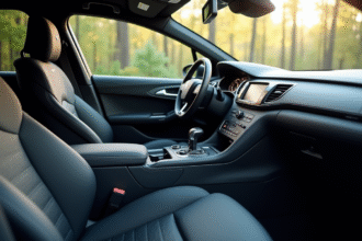 Intérieur des sièges avant et tableau de bord Peugeot 408 lumineux